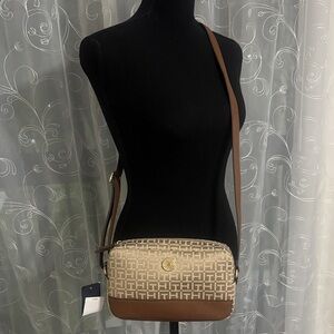 Tommy Hilfiger Brown and Cream Crossbody Bag